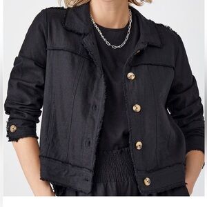 Charlie Paige Linen Blend Jacket Black Size XL